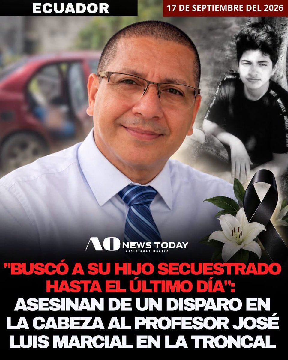sybelmartinez's tweet photo. 🚨 "BUSCÓ A SU HIJO SECUESTRADO HASTA EL ÚLTIMO DÍA": ASESINAN DE UN DISPARO EN LA CABEZA AL PROFESOR JOSÉ LUIS MARCIAL EN LA TRONCAL

José Luis Marcial Ramos murió sin obtener la respuesta que llevaba semanas buscando: dónde estaba su hijo Jesús Andrés. El reconocido docente fue asesinado este jueves en La Troncal, en un nuevo hecho violento que ha causado conmoción entre quienes habían seguido su desesperada búsqueda.

Según información preliminar difundida por medios locales, Marcial fue interceptado por sujetos armados y recibió un disparo en la cabeza. Policía y Fiscalía acudieron al sitio para levantar indicios e iniciar las investigaciones que permitan establecer quiénes participaron y cuál fue el móvil.

Pero detrás del crimen queda una historia que golpea todavía más.
Meses atrás, su hijo Jesús Andrés había sido secuestrado y el profesor convirtió sus redes sociales en un pedido permanente de ayuda. Publicaba fotografías, números de contacto, oraciones y mensajes dirigidos a cualquiera que pudiera darle una pista.

El 5 de septiembre, después de 56 días sin saber de él, escribió:
“No paro de llorar y de pedir a Dios me dé la oportunidad de volverte a ver sano y salvo”.
También confesó cuánto lo estaba afectando aquella búsqueda, “Mi estado de salud está muy afectado, estoy con una depresión muy grande”, pero inmediatamente dejó claro que no pensaba detenerse.
“No me dejen solo y no olviden de Jesús Andrés (...) El milagro tiene que darse”.

Y el 8 de septiembre, apenas días antes de ser asesinado, volvió a escribir por su hijo:
“Señor, gracias por cuidar de mi hijo donde quiera que se encuentre, cuídalo y protégelo de todo mal, ayúdalo a regresar a casa, amén”.
Ese pedido hoy adquiere un significado doloroso, el padre que rogaba volver a abrazar a su hijo fue asesinado antes de conseguirlo.

Según información difundida localmente, Marcial había manifestado además que recibía amenazas para que abandonara la búsqueda. Sin embargo, por ahora no existe información oficial que permita afirmar que esas presuntas amenazas estén relacionadas con su asesinato. Esa será una de las circunstancias que deberán esclarecer las autoridades.

El docente deja tres hijos, entre ellos un menor con discapacidad, de acuerdo con los reportes locales.
Durante semanas pidió que su hijo no quedara en el olvido. Hoy es su propia comunidad la que despide al hombre que continuó buscándolo hasta sus últimos días.

Que el crimen de José Luis Marcial Ramos sea esclarecido y que la búsqueda de Jesús Andrés no se detenga.

#LaTroncal #JoséLuisMarcial #JesúsAndrés #Cañar #Ecuador #Seguridad #Justicia #AONews #PeriodismoProfesional #AONewsToday

Tomado del perfil de FB de Alcibiades Onofre. https://t.co/xtdulkYO1p