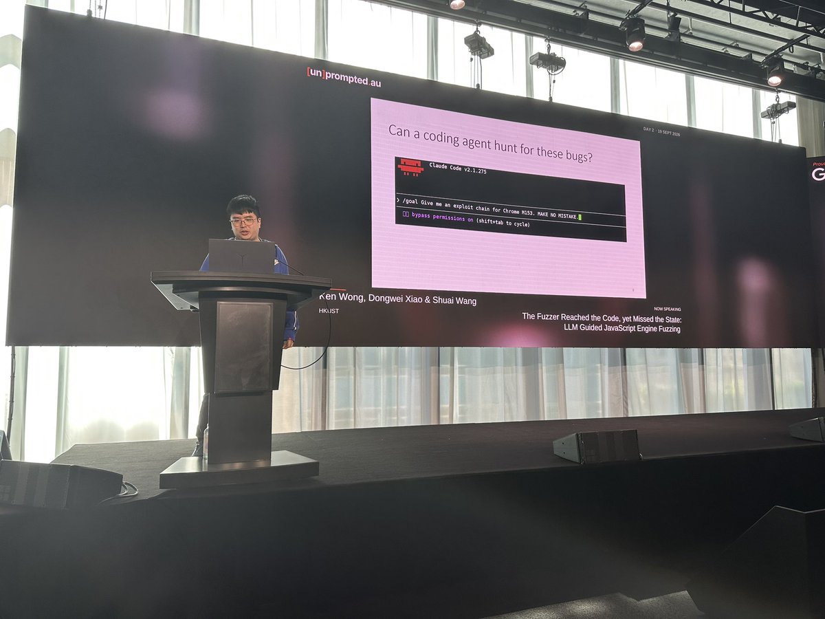 darkfloyd1014's tweet photo. Our primary co-author @wwkenwong @ https://t.co/QIkCFTZmS6 

Topic: The Fuzzer Reached the Code, yet Missed the State.

SOSP 2026: State-Aware Fuzzing of JavaScript Engines with LLM-Guided Instrumentation
https://t.co/FA6EXaaLbO

Co-authors: Dongwei Xiao, @wangshuai901 , @02E774 https://t.co/tED3Pjex01