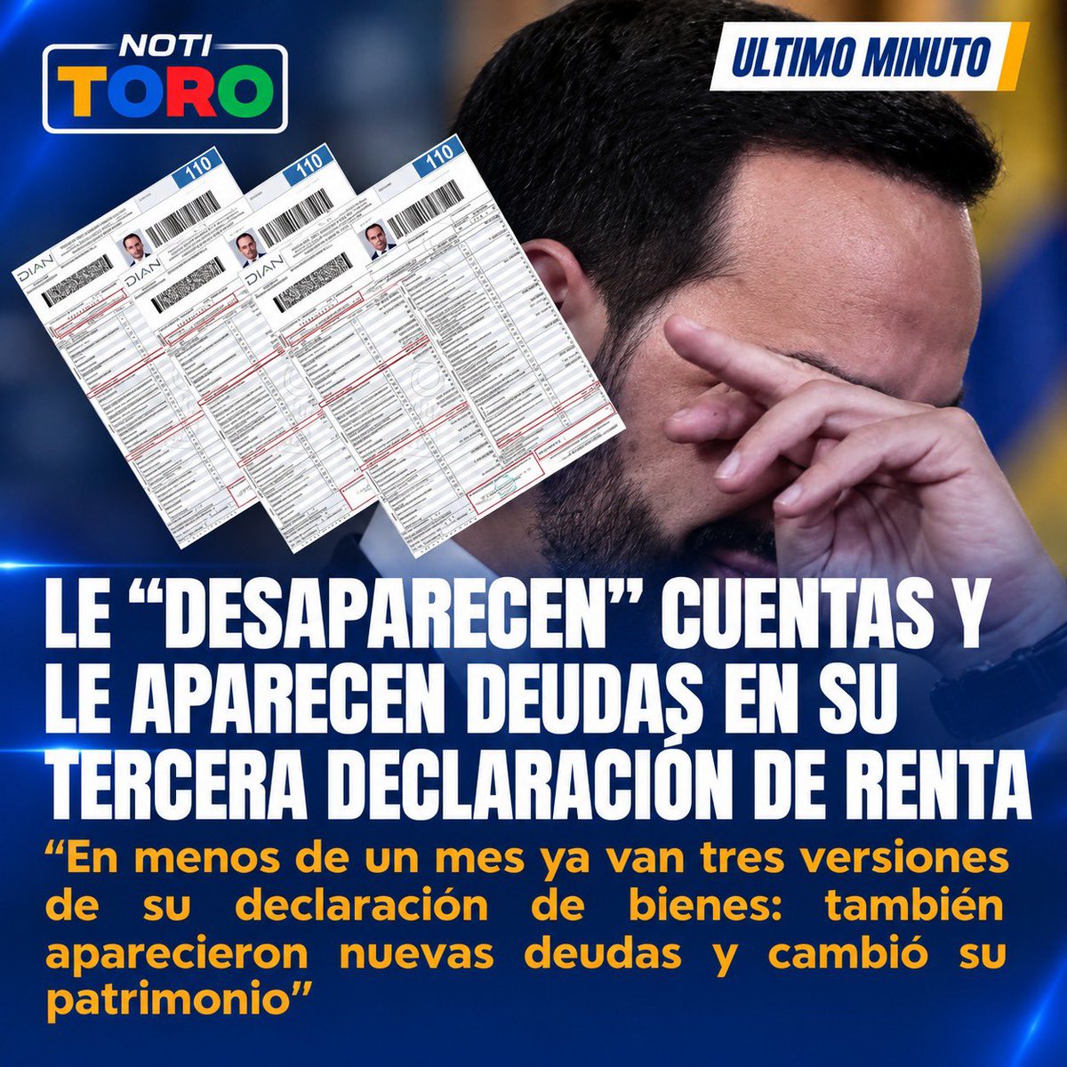 AlejoToroAnt's tweet photo. #NotiToro A De la Espriella le “desaparecen” cuentas y le aparecen deudas en la tercera versión de su declaración de renta

https://t.co/bg9tIdXSaA https://t.co/v3CRy8aTfz