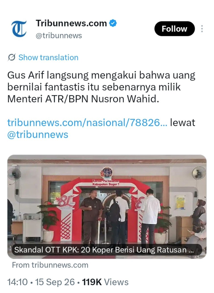 PartaiSocmed's tweet photo. Dari bahasanya beliau yakin ga kena.. 
Brarti keterangan 4 orang tersangka kemarin yg mengakui uang yg disita itu uang Nusron diabaikan oleh KPK (penyidik yg sdh di tekan pimpinan). Harusnya cek di buku tamu menteri ATR/BPN, seberapa sering ke-4 tersangka itu bertemu dgn menteri. Dgn alat bukti itu sudah cukup utk menjadikan NW tersangka tanpa perlu pengakuannya.