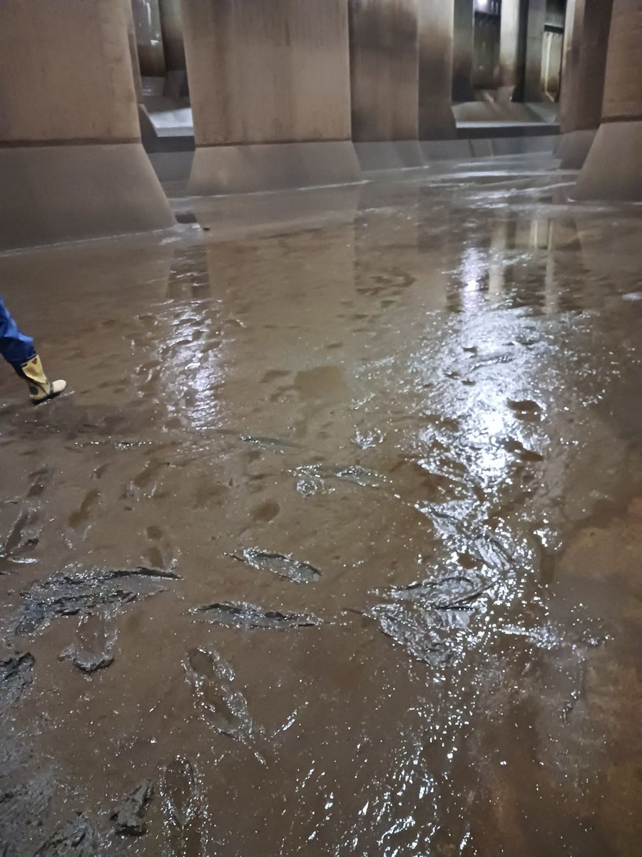 gaikaku_guide's tweet photo. 📢【調圧水槽！】お待たせいたしました！
秋雨前線の影響による流入のため、
しばらく立入りを制限していた
「調圧水槽（地下神殿）」ですが、
スタッフ総出で清掃いたしました！✨
本日より、再び底盤まで降りて、
あの圧倒的な巨大柱を見上げることができます。
水が引いた直後ならではの、
リアルな地下の空気感をぜひ肌で感じてください。
みなさまのご来場をお待ちしております！