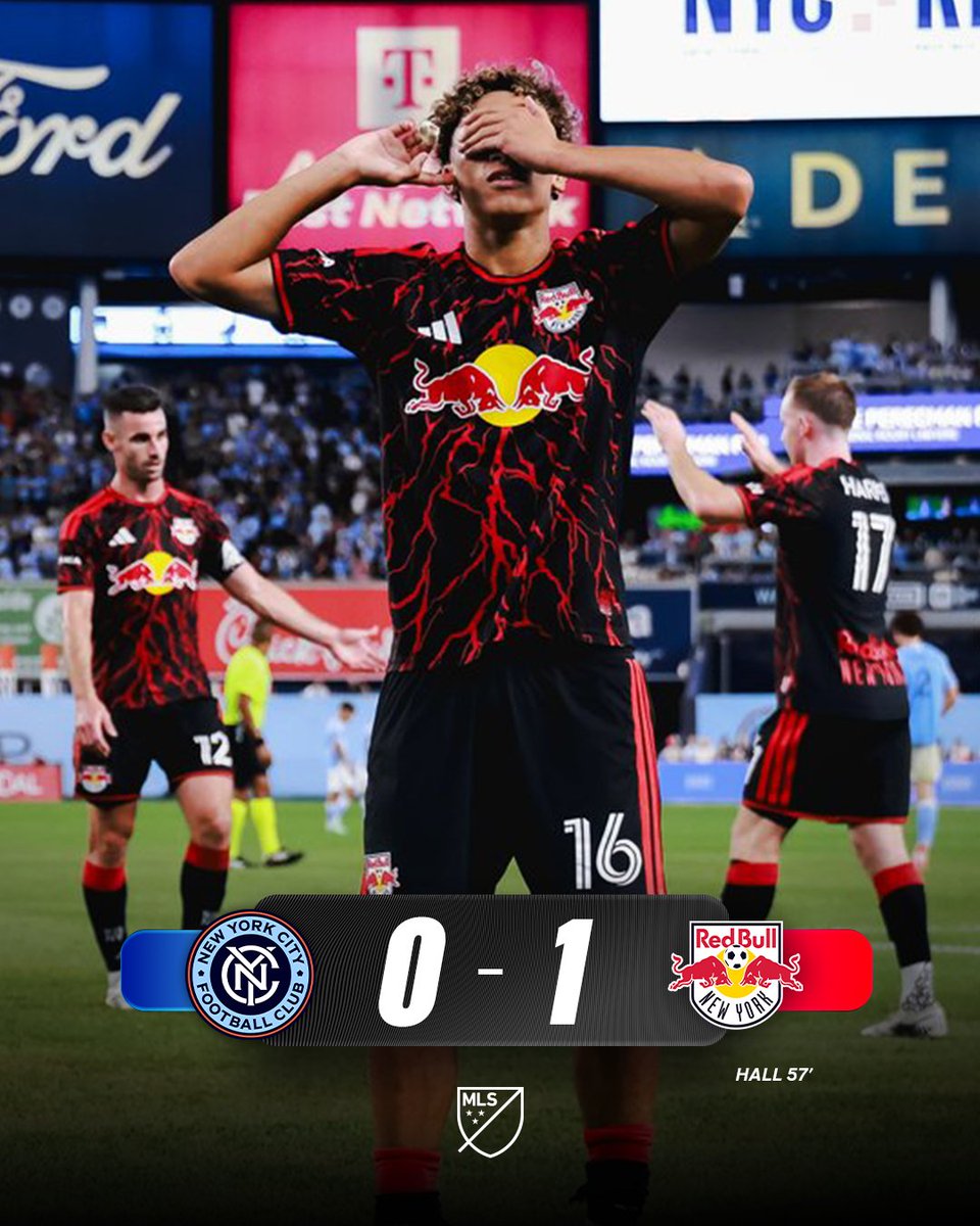 MLS's tweet photo. ⚽️ MATCHDAY 27 SCORES ⚽️  

Julian Hall plays difference-maker in the Hudson River Derby 🔴 https://t.co/gtyUZCNQmv