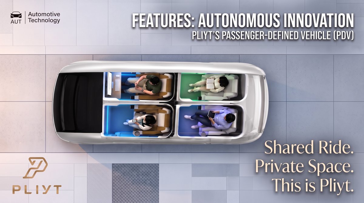 Pliytinc's tweet photo. What happens when you design a vehicle around the passenger instead of the driver? 
PLIYT CEO Shalin James Anto breaks down our Passenger-Defined Vehicle (PDV) framework in a new feature with Automotive Technology. 
Read the full interview: https://t.co/VVSNmoFyAs https://t.co/nIUK7NIYvr