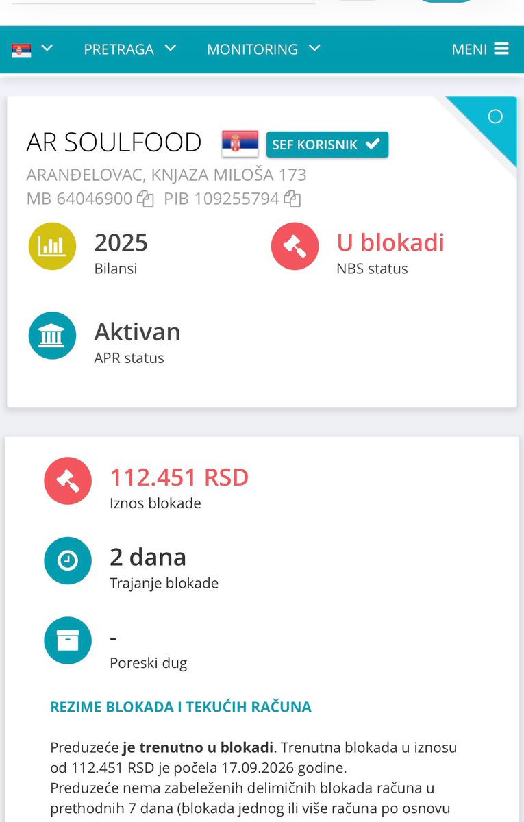 X_Fokus_'s tweet photo. A sad, jedna poslastica za sve vas u dva tvita!

Ksenija Đorđević, na blokaderskoj listi kako bi pobegla od poverilaca kojima duguje pare.

Njena glavna firma KDA je u blokadi preko 2 godine za iznos od preko 2 miliona dinara, a sada po istom principu radi sa svojom novom firmom Ksenija Đorđević architects na kojoj je već stigla do novih dugovanja i izvršenja od strane poverilaca.

Ali to nije sve. Otvorila je i treću firmu Soulfood koja je takođe u blokadi računa gotovo svakog dana i uvek blokada traje po nekoliko dana.

Sledi nastavak, spremite se...