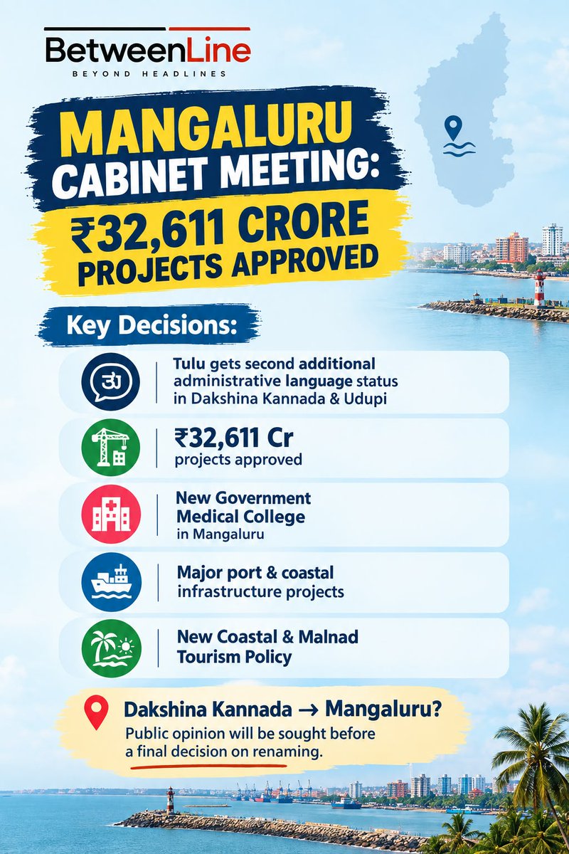 BetweenLinn1's tweet photo. Mangaluru Cabinet Meeting: 
₹32,611 Cr projects approved!

follow for more updates 
#projects #mangaluru #update #cabinet https://t.co/7pQtx2EqSZ