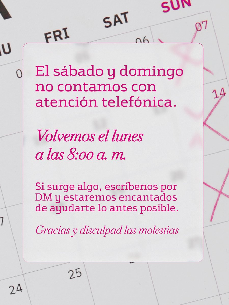 bankintercard's tweet photo. 📞Las consultas telefónicas no están disponibles durante el fin de semana.
📩 Para alguna urgencia, contáctanos por DM https://t.co/98CFwMTQFZ