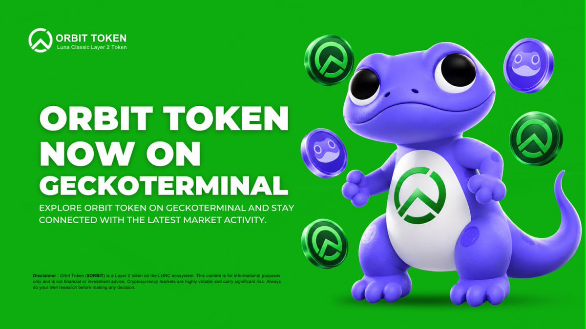 orbitwire_token's tweet photo. 🚀 $ORBIT is LIVE on GeckoTerminal! 🔥

Track price, liquidity &amp; trading activity as the Orbit ecosystem grows. 🌐

📊 Track $ORBIT:
https://t.co/Mw7iMS7fLl

$LUNC
#ORBIT! https://t.co/ydBcJa182n