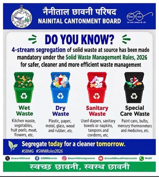 ntlcantt's tweet photo. Waste management starts with you. ♻️  Segregate right. Store safely. Hand over responsibly. Small actions today can lead to cleaner, greener surroundings tomorrow. 📷 📷#SWMRules2026 #SwachhBharat #LifestyleForEnvironment
@pddecc 
@PIB_India
@MIB_India https://t.co/yg1C8s7kJI