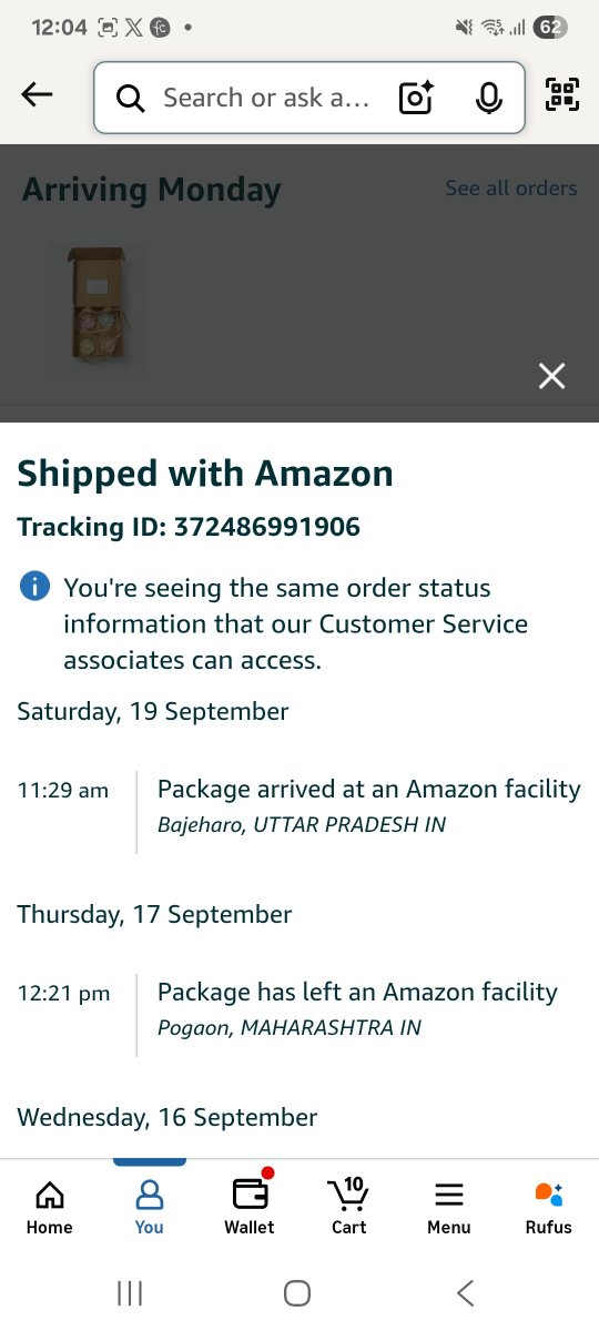 usmanrahman's tweet photo. @AmazonHelp @amazonIN @nch1915 @amazon @amazonnews @AmazonHelp @AmazonIN Urgent! Tracking ID: 372486991906 just reached Bajehara, UP (near Kanpur). I need it in Kanpur today for a function, but ETA is Monday. Please help redirect/expedite locally. https://t.co/eQfR3i87lf