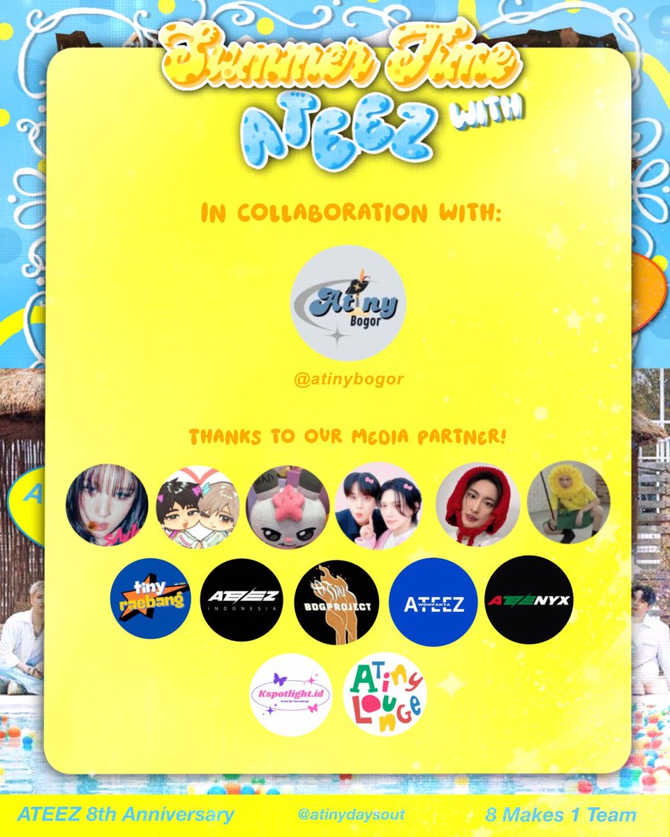 joongsways's tweet photo. 🏖️🍹 SUMMER TIME WITH: ATEEZ special 8th ANNIVERSARY 🍋🫧

Hakuna Matata Ya! 🌴☀️
Hi, ATINY! Your summer day with ATEEZ is calling! 🏄🏻‍♀️✨

📅 Minggu, 25 Oktober 2026
📍 Aquagame Bogor
💸 HTM: Rp150.000 (DP 50%)
⏰ 10.00 - 14.00
🔗 https://t.co/NoUniZdU1W (open form 25 september) https://t.co/b5uNjxWGzz