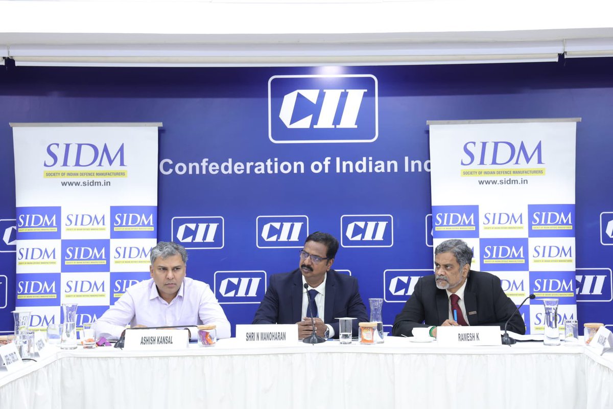 DefProdnIndia's tweet photo. Society of Indian Defence Manufacturers (SIDM), in association with DGQA, successfully organised the first chapter of the quarterly Defence Industry Interactive Dialogue on 17 September 2026, bringing together senior DGQA officials and around 200 defence industry participants, including Tier-1 firms, mid-size companies, MSMEs and startups.

In his special address, Shri N. Manoharan, DG, DGQA, outlined key #DGQA initiatives to improve Ease of Doing Business, enhance information availability on the DGQA portal, green channel certification, simplification of self-certification, clarity in QA responsibilities, ATP-related guidance, concurrent inspection practices, and progress on DTIS.

Mr. Arun T. Ramchandani, President, SIDM, thanked DGQA for launching the dialogue and highlighted its central role in India’s defence quality assurance framework. 

Rear Adm. T. Ajit, ADG QA (N), presented three digital initiatives steered by DGQA—AASHWASH, Yantra Drishti and https://t.co/B9d7TuA8VS.

The session delved into practical issues such as shelf-life/vintage-related criteria in system ATP, availability of drawings against RFPs, digital transformation of vendor development, and the NSN (NATO Stock Number) codification process.

#DefenceProduction #DDP #AatmanirbharDefence #EaseOfDoingBusiness #DefenceExports
