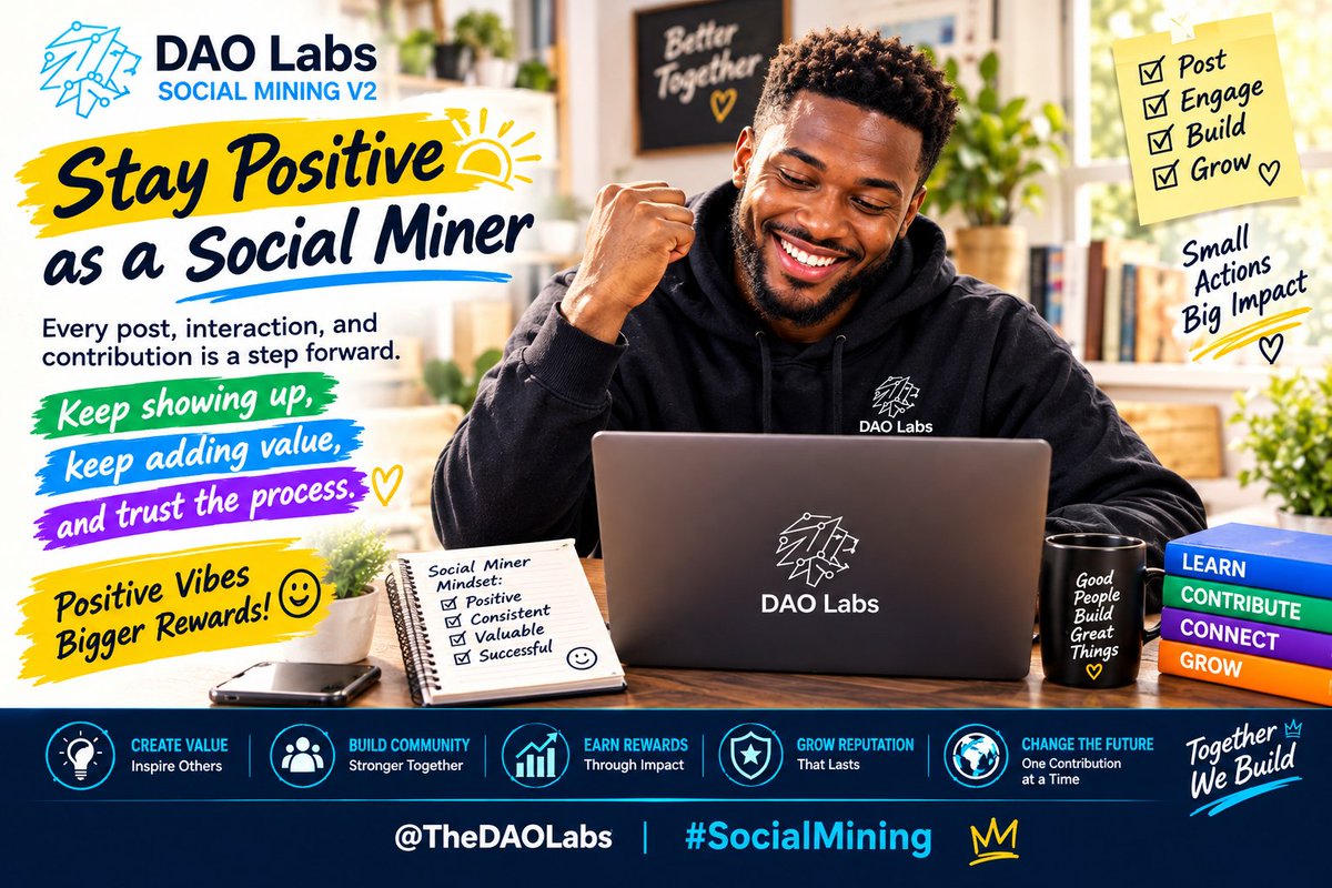 Trendwizard_glo's tweet photo. Staying positive and consistent as a social miner 🚀 Every post, interaction, and contribution is a step forward. Keep showing up, keep adding value, and trust the process. 
@TheDAOLabs 

#SocialMining #Web3 https://t.co/115eOG2dYw