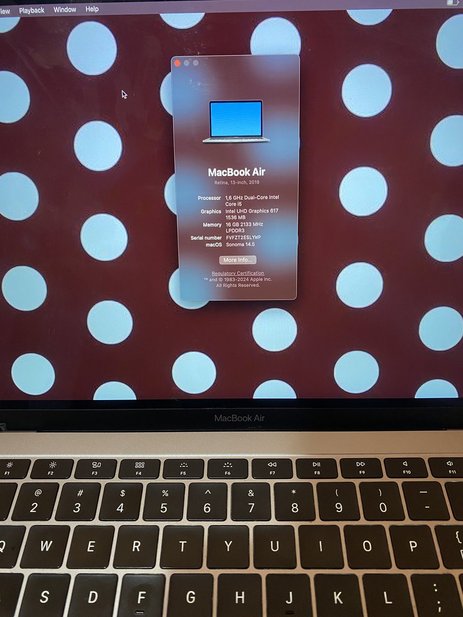 fafaatrashacc's tweet photo. DIJUAL MACBOOK AIR RETINA 13” 2019 – RAM 16GB ‼️
💻 MacBook Air Retina 13-inch 2019
⚙️ Processor: Intel Core i5 1.6 GHz Dual-Core
🧠 RAM: 16 GB
🍎 macOS Sonoma 14.5
💾 Storage: [isi kapasitas SSD, mis. 128GB/256GB]
✨ Layar Retina
⌨️ Keyboard &amp; Touchpad berfungsi https://t.co/q2gb0Dp30j