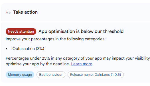 BuildWithxAI's tweet photo. If you have an Android app on the Play store, you need to check the 'Monitor and improve' section

I had this warning about the app optimisation and a deadline for fixing it

Failure to fix such issues on time might result in taking down your app https://t.co/OenblhxuNB