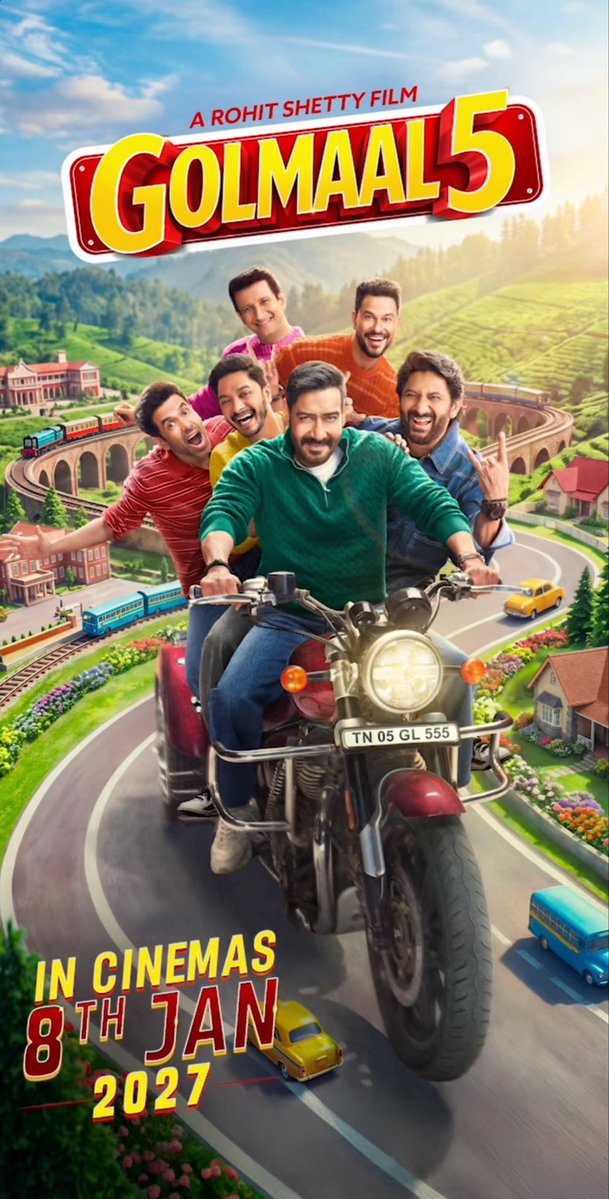 NaveenA78113109's tweet photo. Another Potential Blockbuster Is Loading For @ajaydevgn Sir. Golmaal Gang Is  Back With #Golmaal5 On 8th Jan 2027.💥💥. #RohitShetty. https://t.co/WkAFFdeg2s
