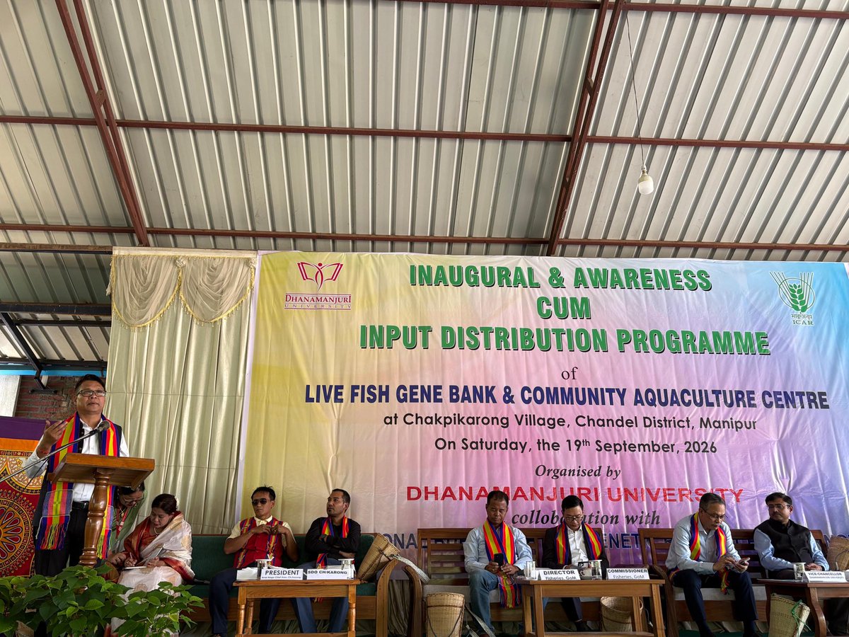 WCSingh3's tweet photo. Dhanamanjuri University has created another milestone. Live Fish Gene Bank on the bank of Chakpi River, Chakpikarong, Chandel District Manipur. 14 years DM University will manage this Gene bank with the community. https://t.co/up2Sf4ZmnG