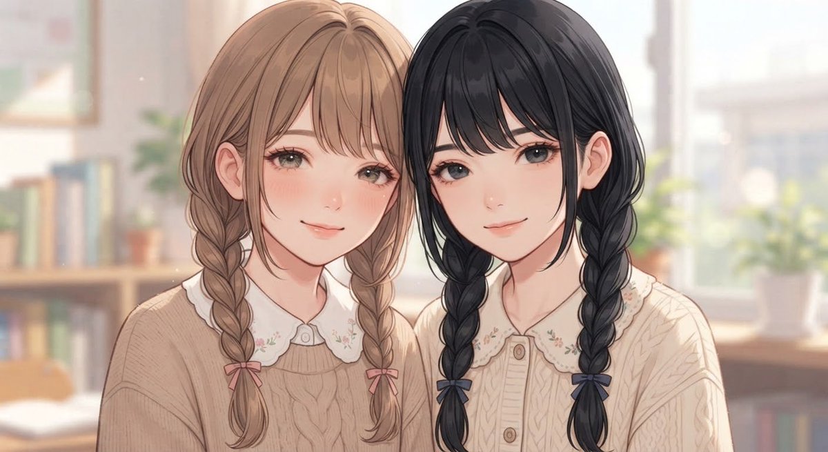 UniLabo3535's tweet photo. いつもかわいい乙女ちゃん。今日は、『おさげちゃんズ』の親友、麻友ちゃんと。麻友ちゃんは別の高校です。 https://t.co/l8N6qQHIYV