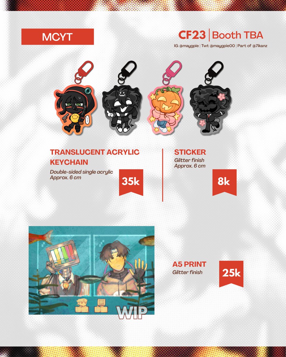 maygpie00's tweet photo. [💖&amp;🔁 are appreciated! 🫶]
my #CF23 PO Catalogue + Giveaway 🎉

🗓️ 19-22 Sept
📦 Pick Up Both Days &amp; Mail Order
🍅 Iron Lung, PHM, Backrooms, MCYT, HxH, Vocasynths+Ado, Gravity Falls
🎁 GA details &amp; links below!

#Comifuro23 #cf23catalogue https://t.co/Y5tqArQpoG