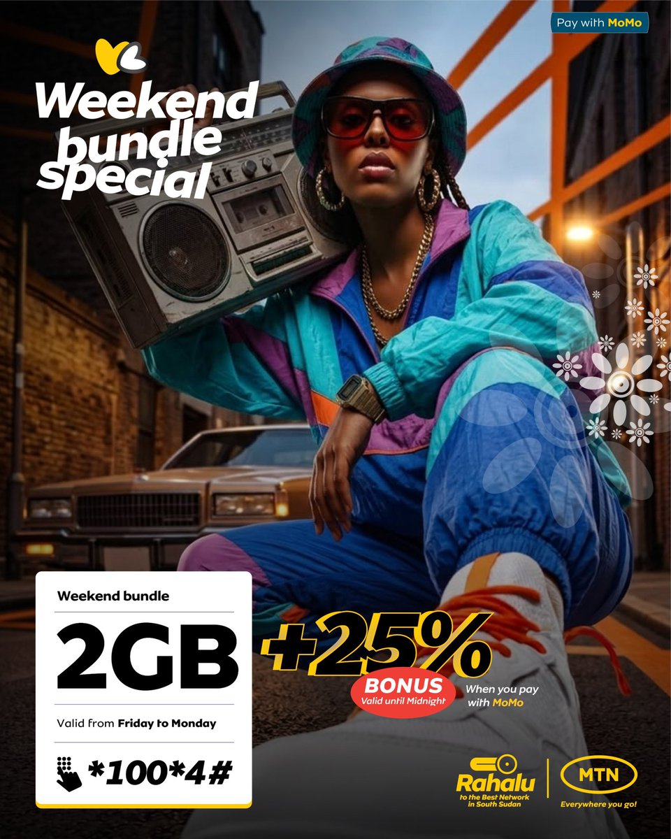 MTNSSD's tweet photo. Grab your weekend bundle and stream all the weekend games right from your phone.
Dial *100*4# to subscribe, get extra 25% Bonus when you use MoMo.
#Switch2MTN #BestNetwork https://t.co/yCxa1bFiVl