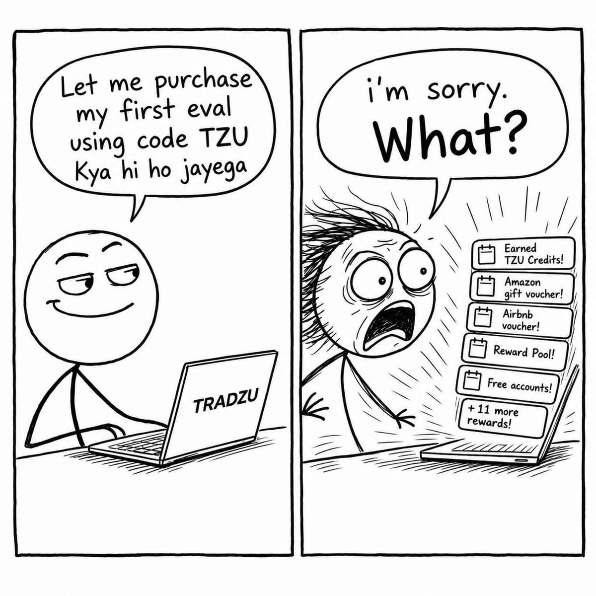 TradzuHq's tweet photo. POV: You thought using code TZU would only get you a discount… 💀 https://t.co/Pqgq1yepCf