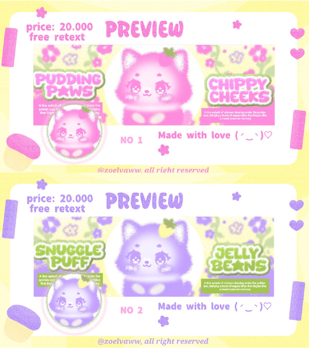 zoelvaww's tweet photo. help rt, thanks! 🩷

haii aku ada 8 rs layout chibi kucing atau meow harganya hanya 20.000/ea (free retext) layout nya avail bundle wabis. yuk di take layout nya 💗 #zonauang https://t.co/0PKOlJZZnq
