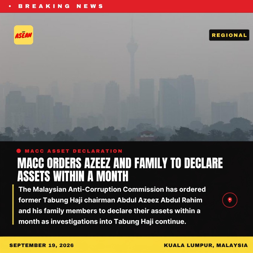 HootASEAN's tweet photo. MACC orders former Tabung Haji chairman Abdul Azeez Abdul Rahim and his family to declare their assets within a month as investigations continue.
#MACC #AbdulAzeez #TabungHaji
#MalaysiaNews https://t.co/lq1PDqUtbn