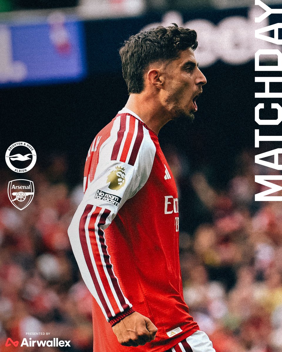Arsenal's tweet photo. 🔴 𝗠𝗔𝗧𝗖𝗛𝘿𝘼𝙔 ⚪️

🆚 Brighton &amp; Hove Albion
🕒 3pm (UK)
🏆 Premier League
🏟️ American Express Stadium

🤝 @airwallex https://t.co/GEsUmvBQWr
