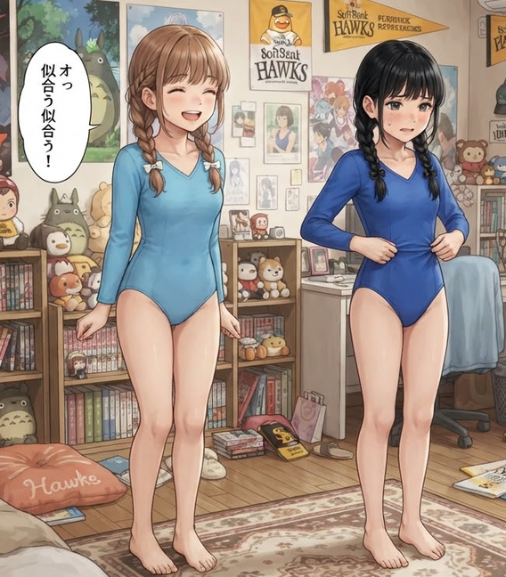 UniLabo3535's tweet photo. 今日は麻友ちゃんに、乙女ちゃんが授業で使っているレオタード着てもらいました。麻友ちゃんは初めて着たようです。#レオタード https://t.co/TfwkstIU7n