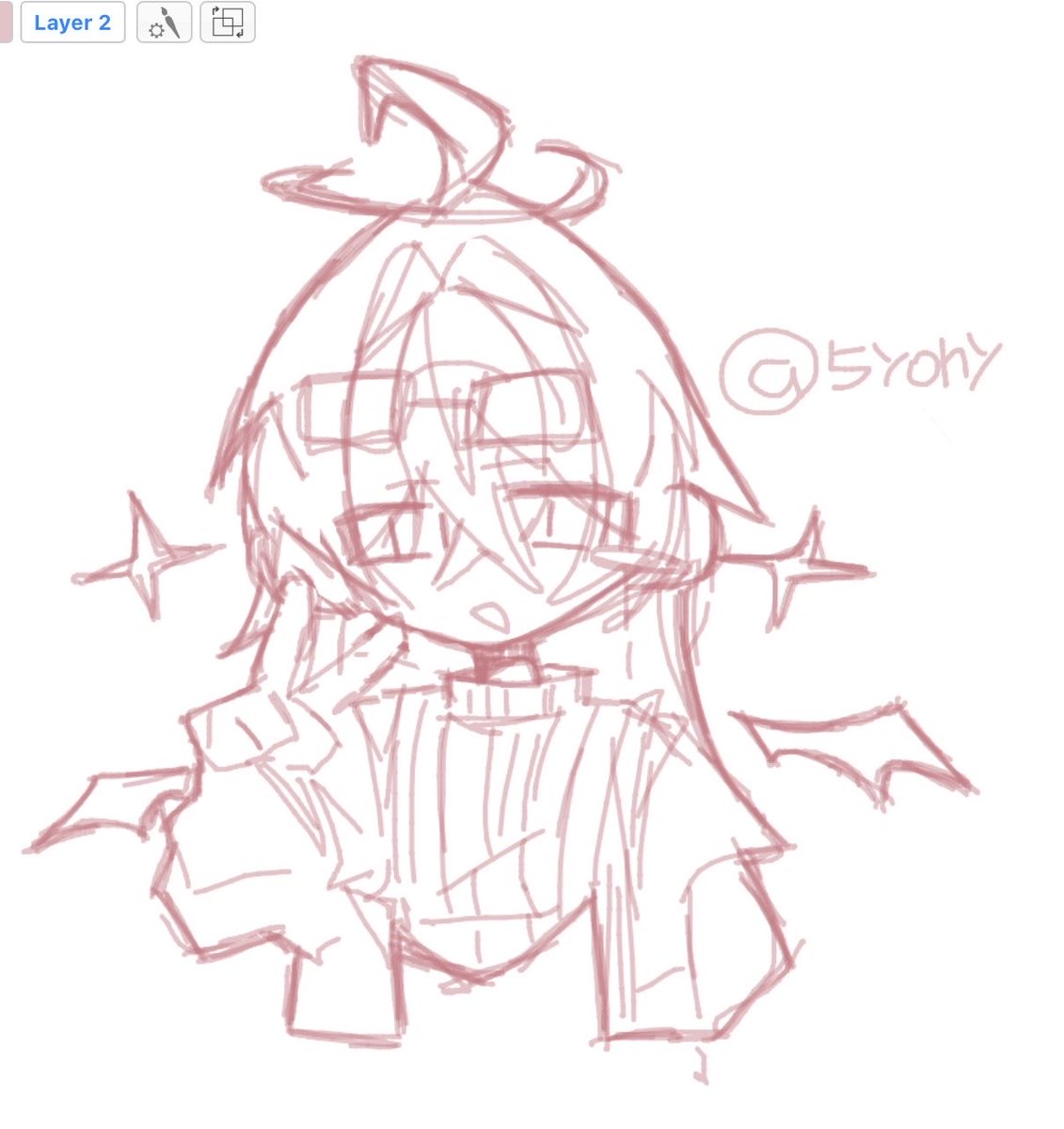 5yohy's tweet photo. 絵チャに誘われた時上手く描けるように（そもそも友達がいない😭）悲しみの1人絵チャ https://t.co/HD08JujGoU