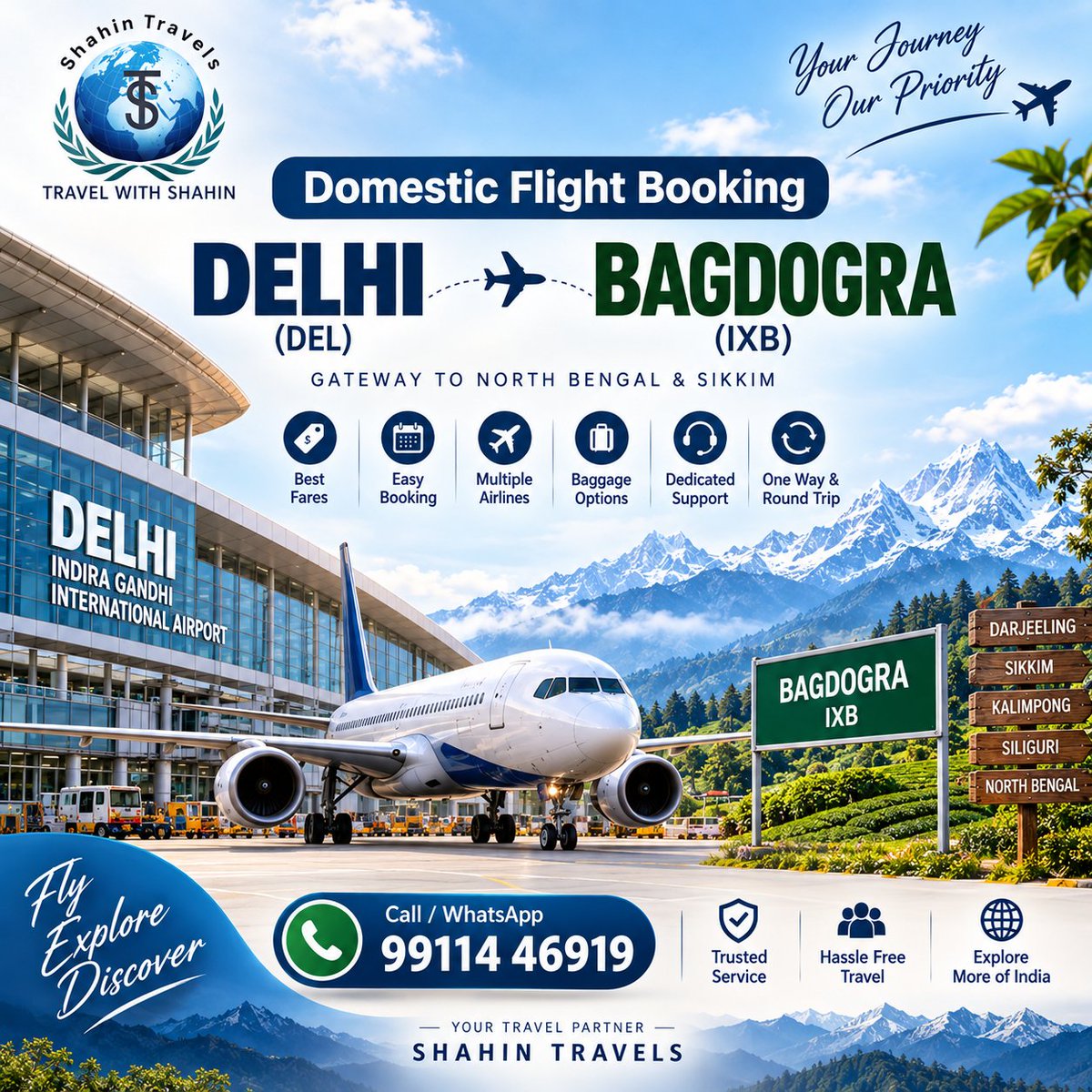 shahintravels's tweet photo. Delhi to Bagdogra? Fly with Shahin Travels.
Easy booking, multiple flight options & travel support.
Call/WhatsApp: 99114 46919
#ShahinTravels #DelhiToBagdogra #FlightBooking https://t.co/Y1Xqa0nroH
