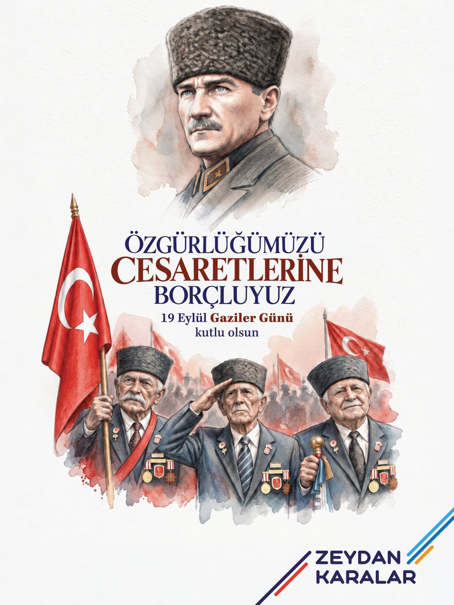 ZeydanKaralar01's tweet photo. Ebedi Başkomutanımız Mustafa Kemal Atatürk’e “Gazi” ünvanı ve “Mareşal” rütbesi verilişinin yıl dönümü ve 19 Eylül Gaziler Günü’nü kutluyorum.

Ebediyete irtihal eden gazilerimizi rahmetle anıyor, hayatta olan gazilerimize sağlık, huzur ve uzun ömürler diliyorum. 🇹🇷 https://t.co/is1JrZufN0