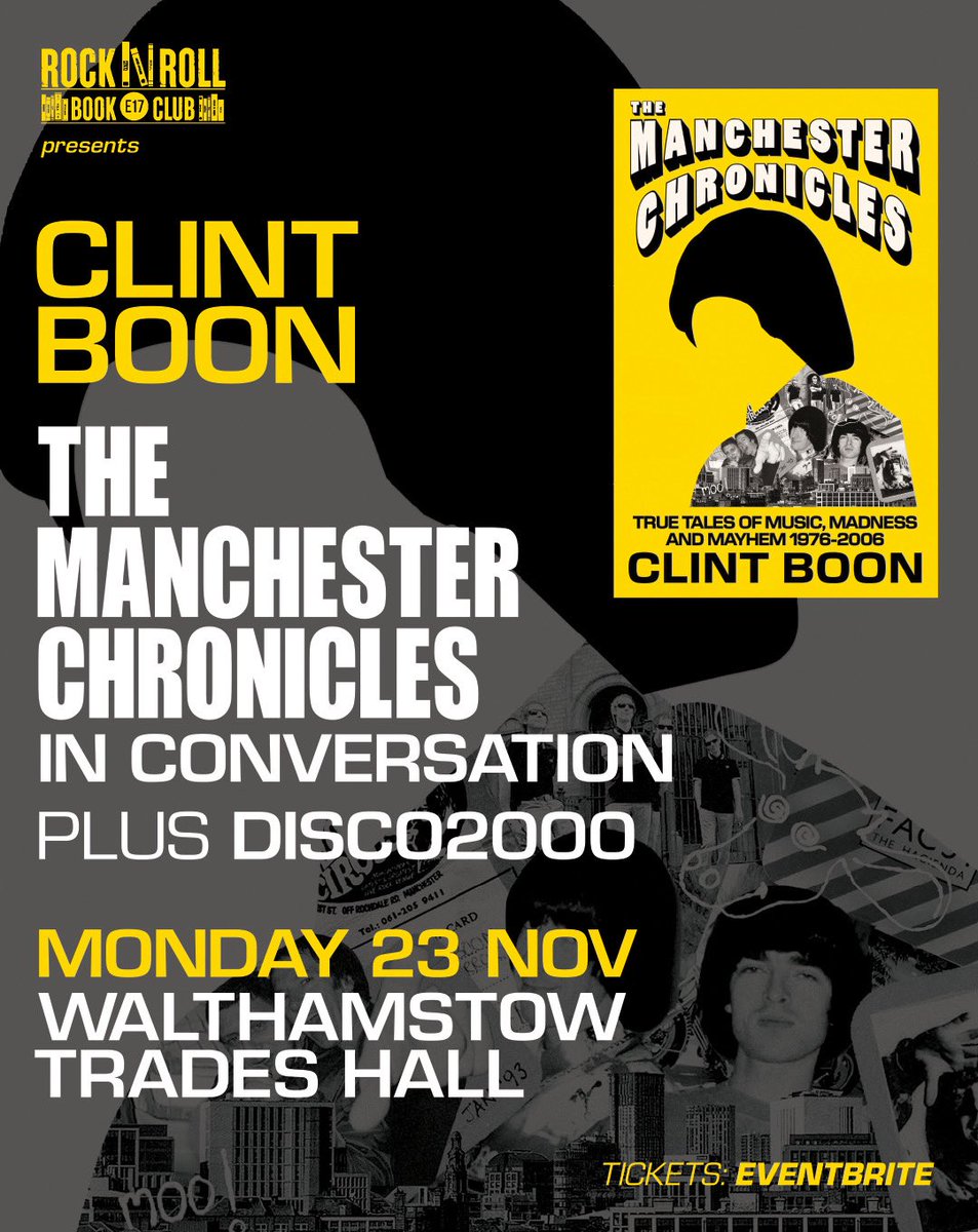 e17RnR_books's tweet photo. @therealboon is Radcliffe and Maconie’s guest later talking about his great book, The Manchester Chronicle. He’s out our way in Walthamstow on 23 November. 📻 📕 

🎟️ https://t.co/3X4uU3h4HG https://t.co/RAZkiFYKvT