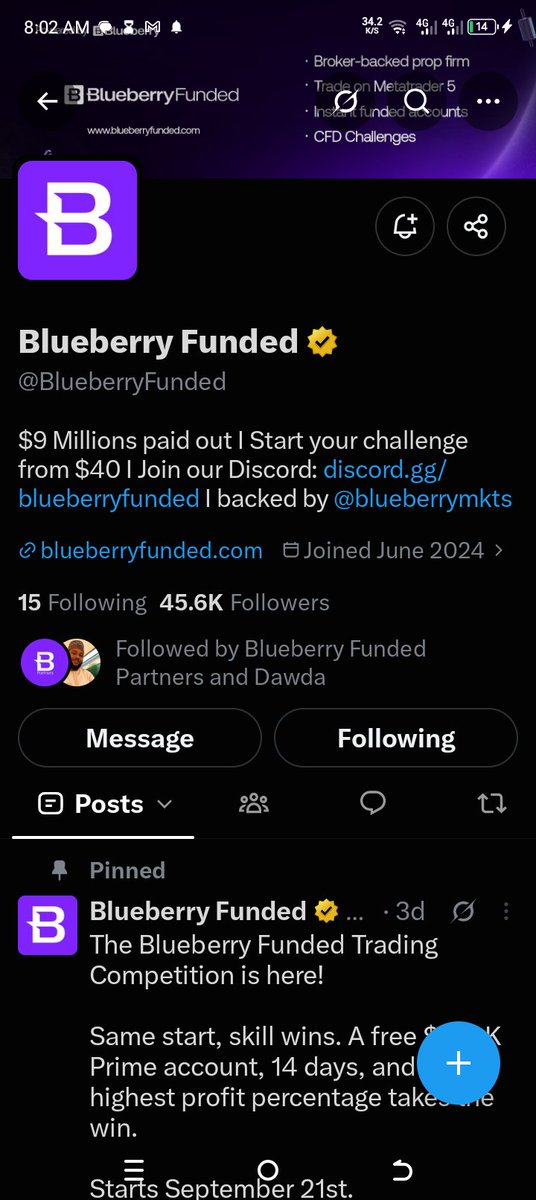 TreasureEn96023's tweet photo. @DawdaOntop @BlueberryFunded @BBFAffiliates Am already in your telegram group and am following you 
@ghost_mode_001 
@khian63 
@mysticbeingg https://t.co/cynvjiYqou