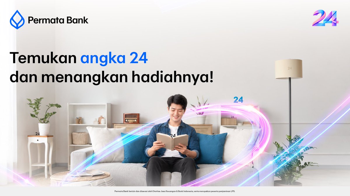 PermataBank's tweet photo. 🎉Quiz spesial ulang tahun Permata Bank🎉

Dapatkan total hadiah Rp500 ribu untuk 5 orang pemenang!
Cara ikutannya gampang banget:
•⁠  ⁠Temukan ada berapa angka 24 di dalam foto
•⁠  ⁠Ajak 3 temanmu untuk ikut giveaway ini
•⁠  ⁠Tulis jawaban jumlah angka 24 di kolom komentar

Jangan lupa follow X @PermataBank, pake hashtag #PermataBankGA & mention 3 teman kamu untuk ikutan! Periode 19 - 23 September 2026