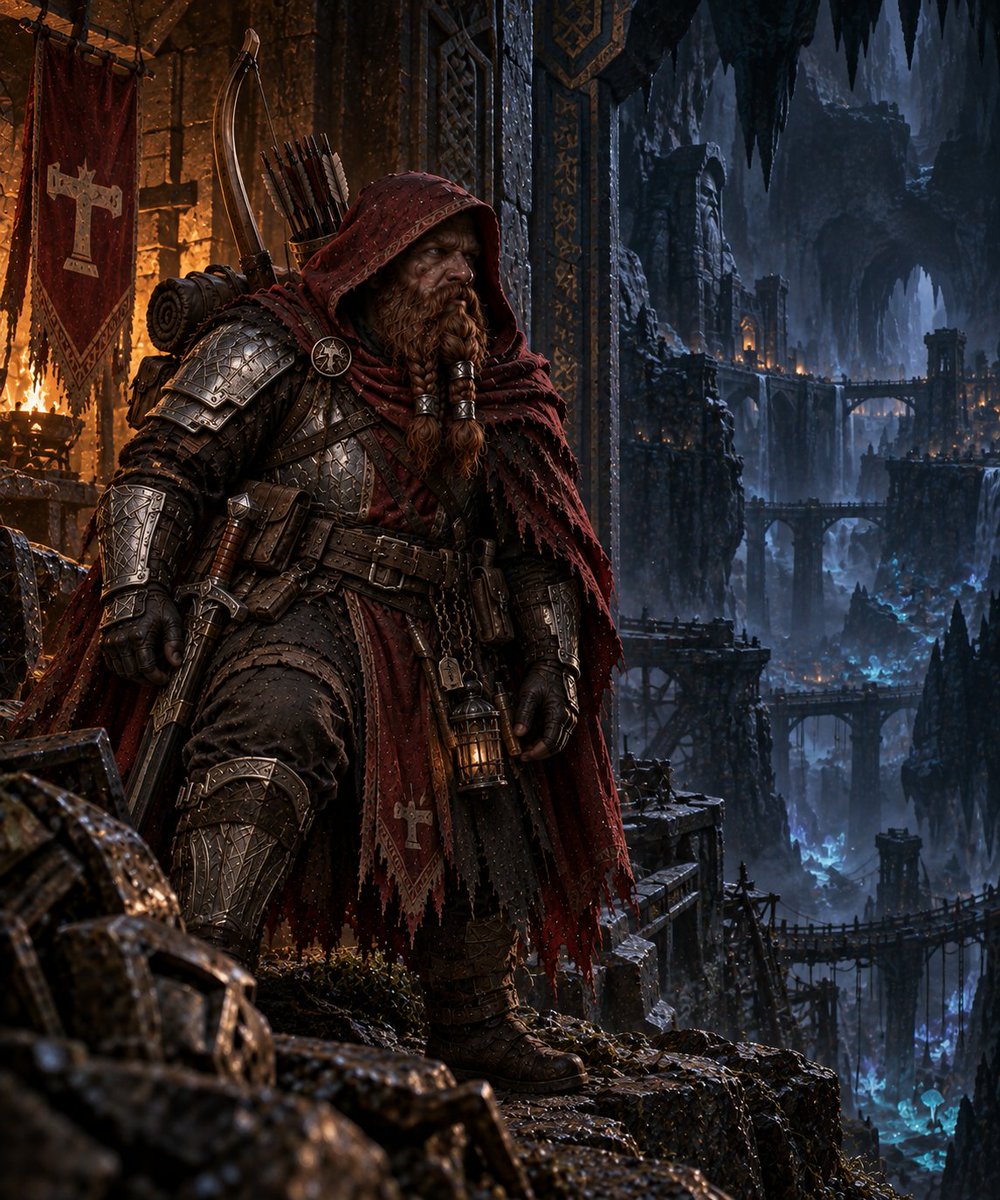 OldGeezer87's tweet photo. Dwarven Gloom Stalker #DnD #GloomStalker #Ranger #DnDArt #FantasyArt #TTRPG #Dwarf #CharacterArt #AIArt #DungeonsAndDragons https://t.co/AYeF3dUHoz