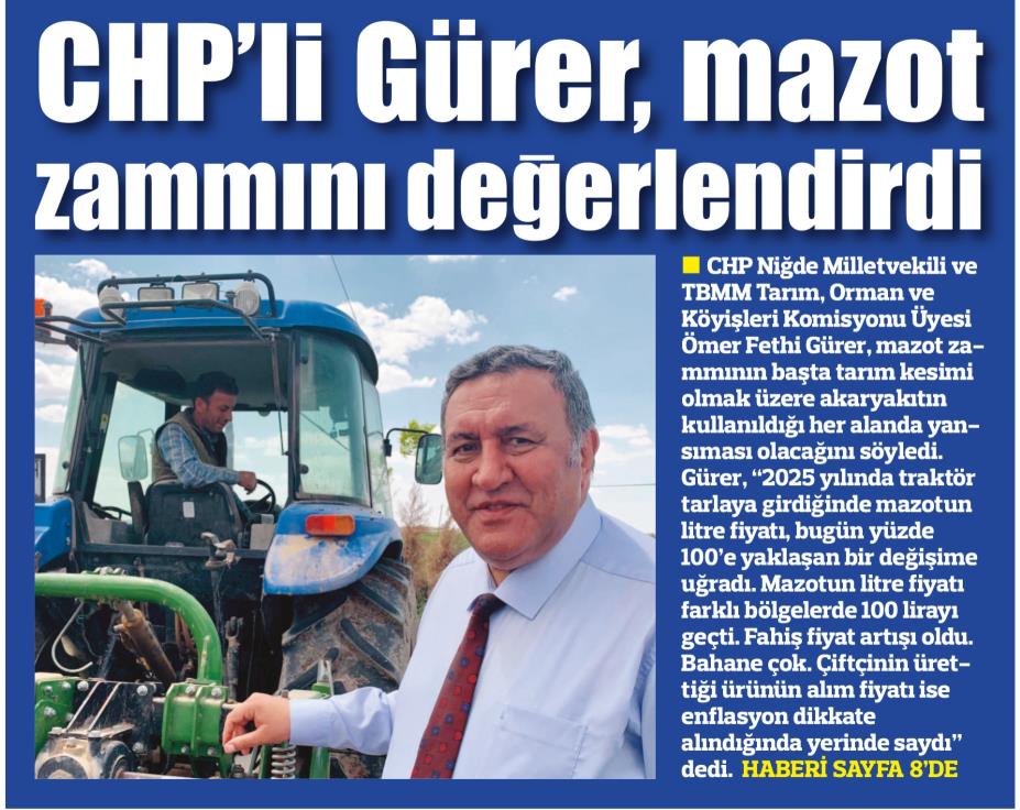 fethigurer's tweet photo. 📰MAZOT ZAMMI TARIMDA MALİYETLERİ ARTIRIYOR
(NİĞDE GÜNAYDIN)

📰MAZOTUN 100 LİRA OLMASI HER ALANDA ZAM DEMEK
(ÇUKUROVA BARIŞ)

📰CHP'Lİ GÜRER, MAZOT ZAMMINI DEĞERLENDİRDİ
(EGEMEN GAZETESİ)

📰MAZOT ZAMMI ÜRETİCİYİ VURDU
(NİĞDE HABER) https://t.co/4GeN9JZrs4