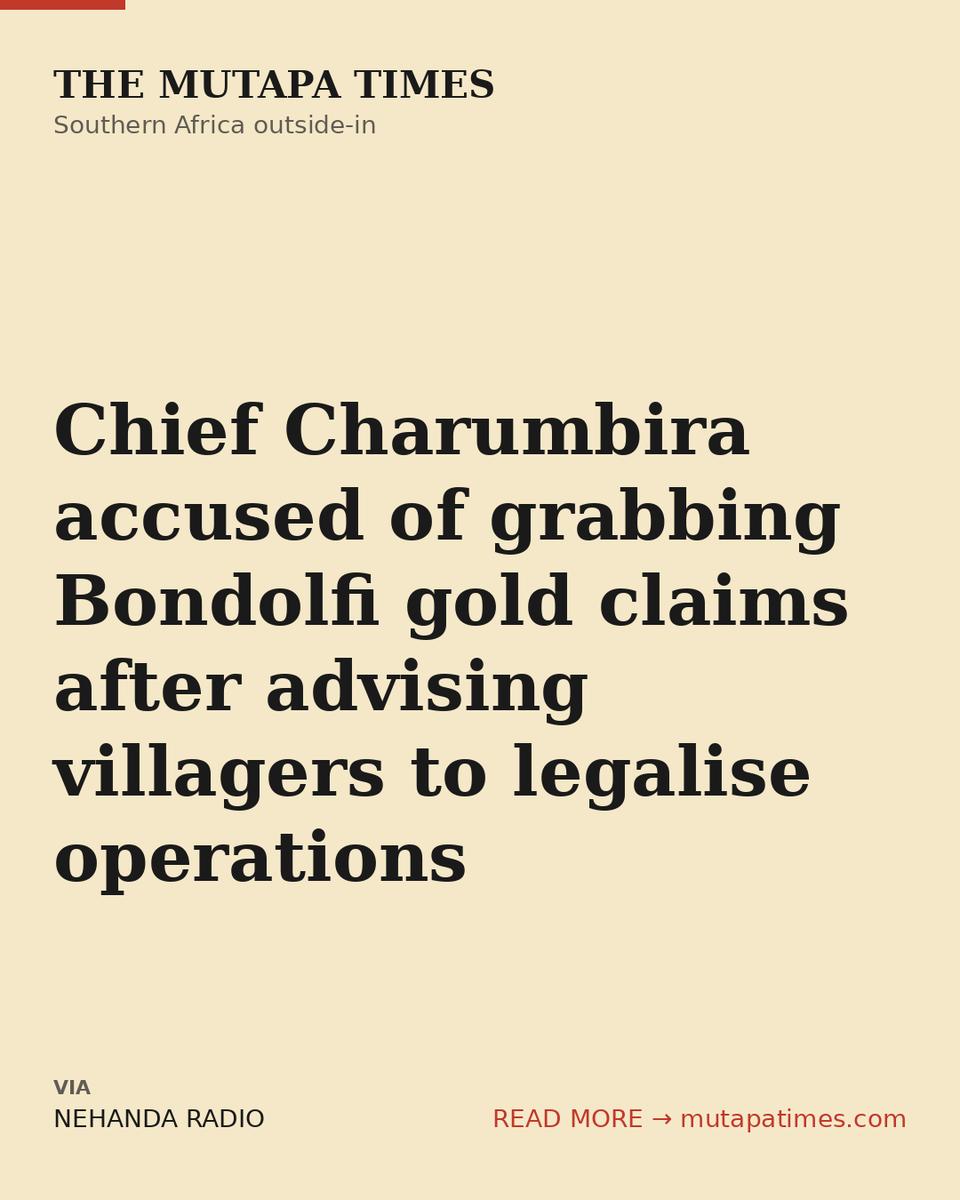 mutapatimes's tweet photo. Chief Fortune Charumbira allegedly registered a claim over a Bondolfi gold-rush area one week after advising villagers mining there to legalise their operations. The post Chief Charumbira accused of grabbing Bondolfi go...  https://t.co/eFCYnZT7Lc https://t.co/n0gXTE4pgX