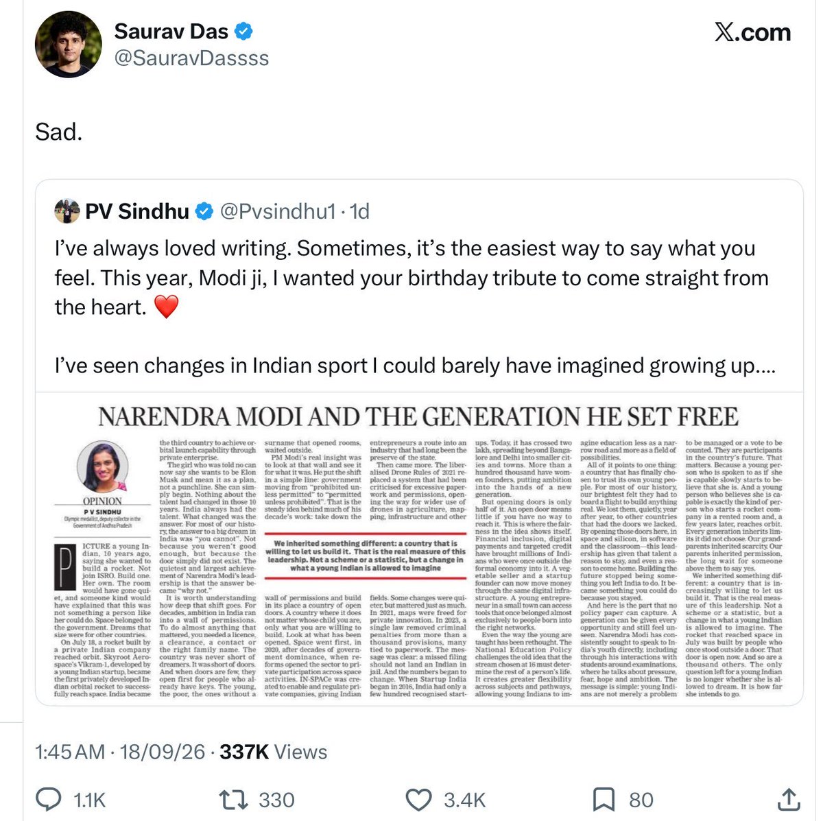rishibagree's tweet photo. A three-time failed CLAT aspirant commenting on a global achiever. 😆 https://t.co/TQPtmQWHN4