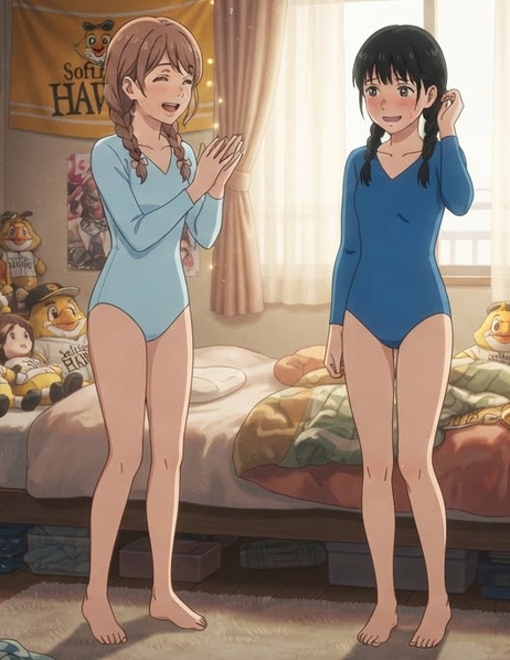 UniLabo3535's tweet photo. 麻友ちゃんレオタード初体験
「乙女ちゃんって、いつもこんな格好してるんだぁ‥。　うわ……思ってたより体にぴったりするんだね……。
最初はちょっと恥ずかしいけど、動いてみたら意外と動きやすいかも。
なんか変な感じ……えへへ。」#レオタード https://t.co/dYKhvw2Qiq