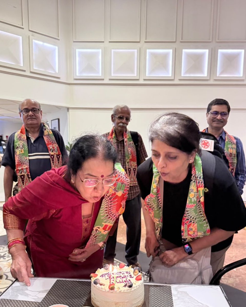 TravelWithKhaki's tweet photo. #BEYONDBALI DIARIES - DAY 1️⃣ 🇮🇩

Our very first #BeyondBali tour of Indonesia got off to a great start on Friday morning. We took off from Mumbai around sunrise, and landed in Jakarta in the early evening. On arrival, Bintara, our local guide, welcomed our guests with Batik stoles. He also gave us a short introduction to the country, its people and its religions. We checked in to our hotel in Batavia, the old Dutch capital, and celebrated the birthdays of two of our guests, Mallika and Punam, with a special birthday cake for them. In the night, some of our guests ventured out to explore the city's nightlife, while others chose to rest in the hotel after a long flight.

On Day 2, we will begin our exploration of Jakarta in earnest.

Want to see the world with us? Join us for our upcoming international tours:
#UltimateUzbek to Uzbekistan from 26 Oct - 2 Nov, '26.
#LureOfLanka to Sri Lanka from 14-21 Nov, '26
#AngkorAndMore to Cambodia from 21-28 Nov, '26
#EyeOnEgypt to Egypt from 5-14 Dec, '26
#JordanJaunt to Jordan from 26 Dec, '26 - 1 Jan, '27

➡️ Read the tour brochures here: https://t.co/cykTGsrmV1

Bookings are open. For bookings and inquiries, please call us on +91 89281 57148.

#KhakiTours #TravelWithKhaki #InternationalTrips #GroupTours #Uzbekistan #Cambodia #Egypt #Jordan #SriLanka
