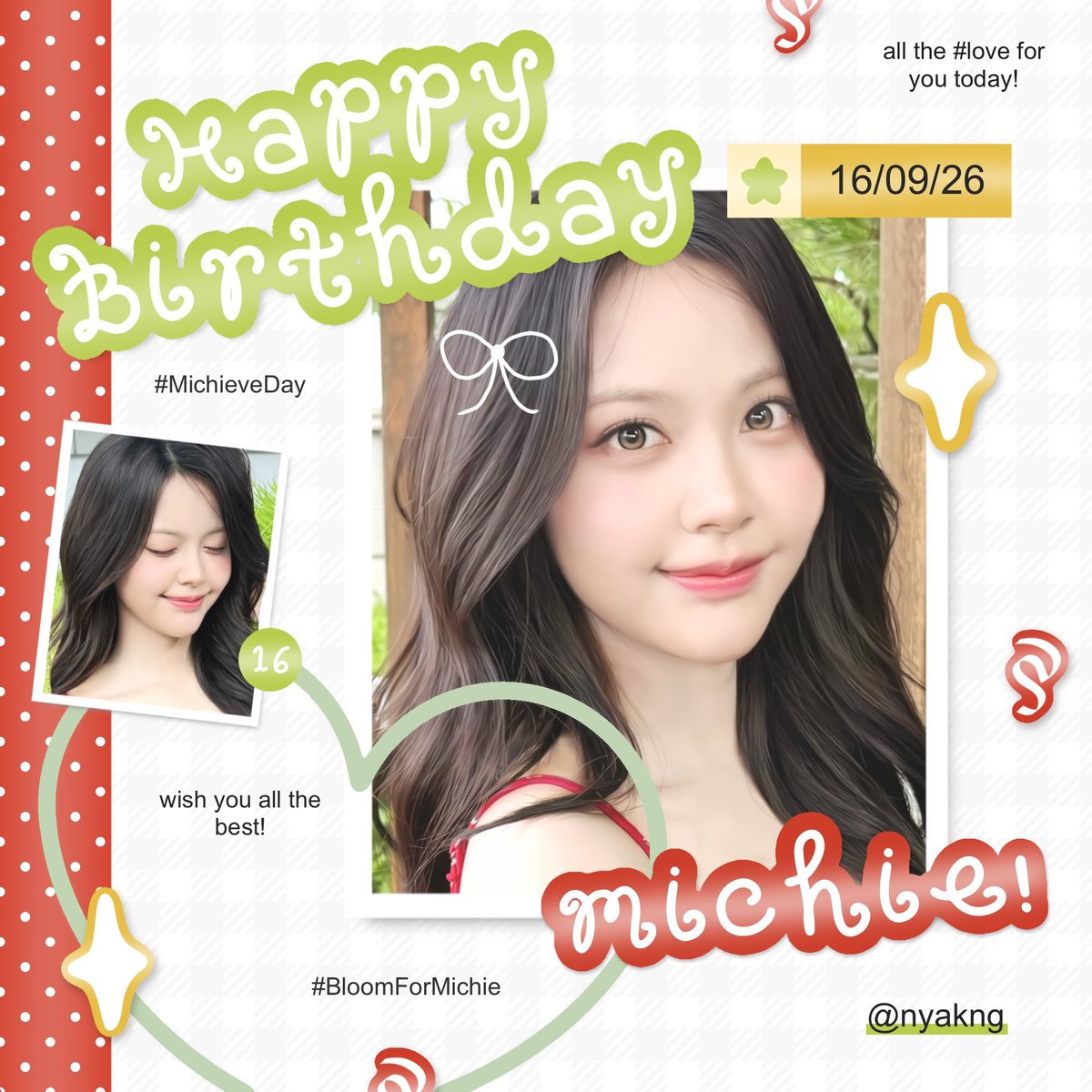 nyakng's tweet photo. οΈοΈοΈοΈοΈοΈβ‘β ³β£β£β£ β β’· itβs my birthday! π₯³π
#MichieveDay #BloomForMichie
Thanks to kakak-kakak keyeen @pawyiland @heartmoire @dollestk @corabeulle yang berkenan aku repotin di hari ulang tahunku πβπ»posternya lucu-lucu bgt!! Makasih buat semua effortnya, luvv yaa π₯Ίπ https://t.co/qiEPEhhuQx