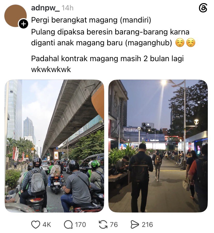 LambeSahamjja's tweet photo. info dari netizen yang magang:
- dipecat karna ada anak magang baru
- dari program maganghub
- padahal masih ada kontrak 2 bulan https://t.co/U3wCw6Cje9