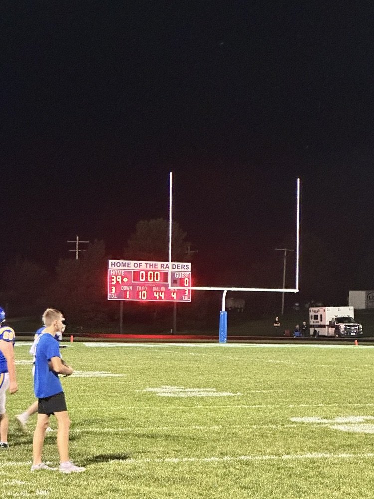 LoganViewRaider's tweet photo. After a weather delay the Raiders come out and complete the shutout, beating the Pioneers 39-0! 

Go Raiders! https://t.co/QXCFczg9Iy