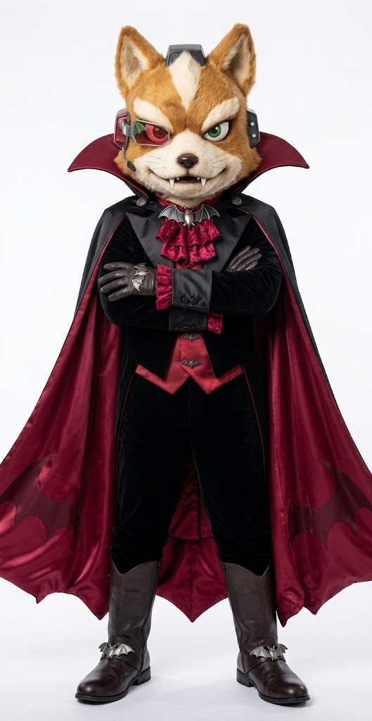 ChaoemperorC's tweet photo. Star Fox's Fox McCloud wishes you and your family a Happy Halloween from your friendly caped vampire mascot!
#starfox #fox #foxmccloud #nintendo #halloween #halloweenmakeup #halloweencostume #vampire #dracula #cape #cloak #aiimage #aigenerated https://t.co/xiWyjCv8Jr