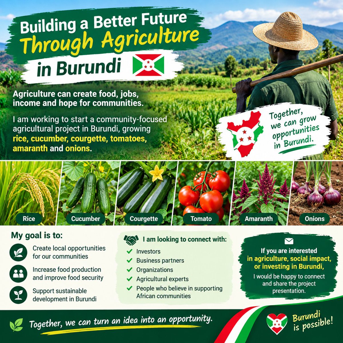 Emmanue08607149's tweet photo. #Burundi #Agriculture #Agribusiness #Investment #FoodSecurity #AfricanAgriculture #SocialImpact #Entrepreneurship #CommunityDevelopment #InvestInAfrica https://t.co/BlDNLCqGX6