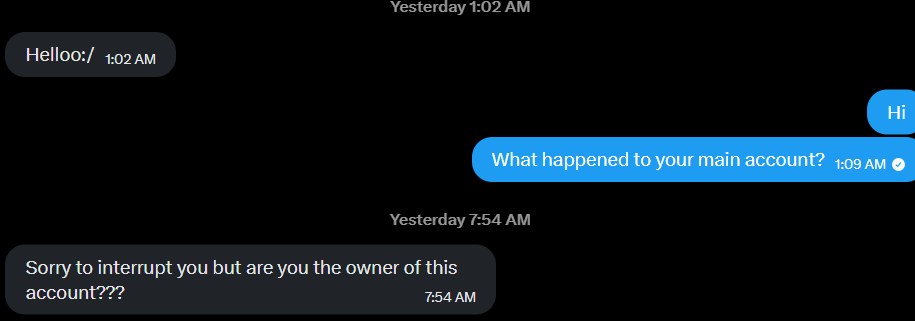JustBilly64's tweet photo. @rojocatto Yeah I got a dm too, I found em on bluesky since the hacker didn't remove the other accounts but you can't send images in bluesky dms i think https://t.co/fpZbhLM3Vj