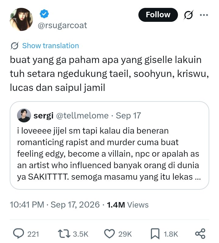 aeskzcore's tweet photo. Bahas kiof nugu 
bahas Giselle langsung cenblu 😚 💅 https://t.co/ha8oNcIEZt