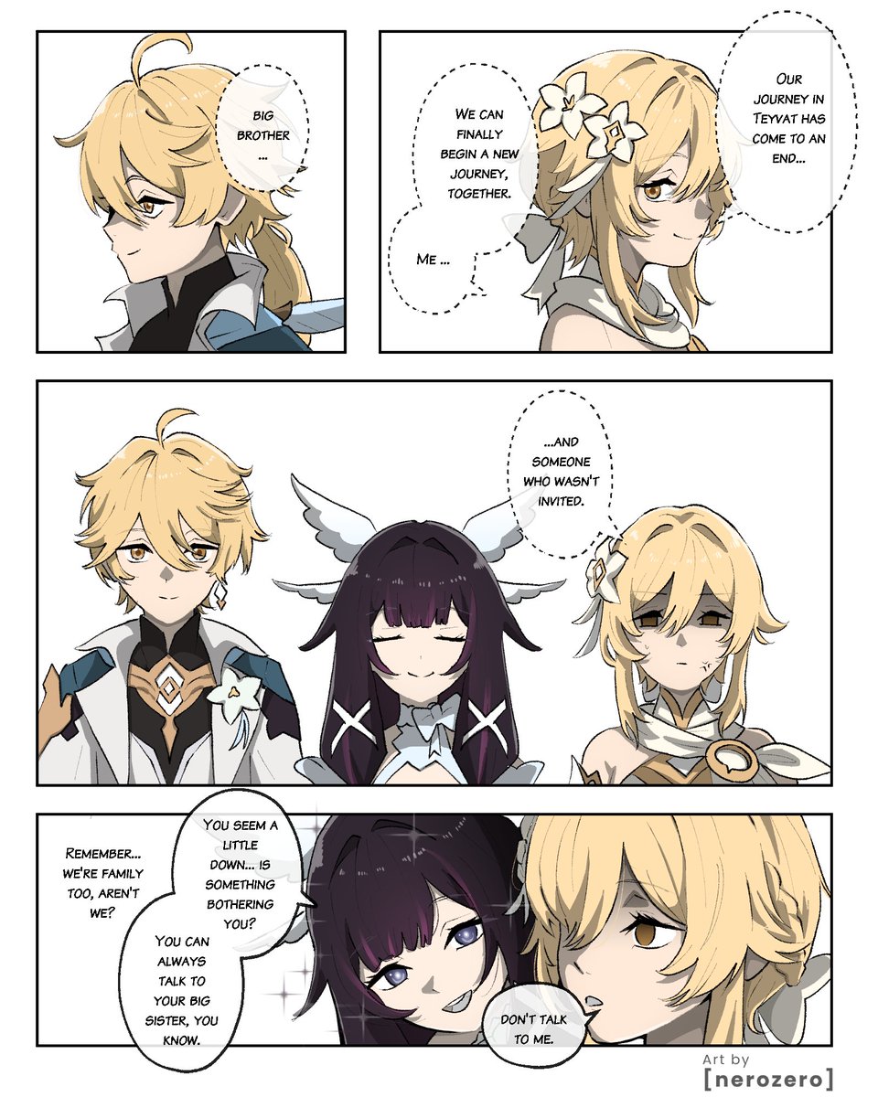 nerozerro's tweet photo. Genshin ending

#原神 #Genshinlmpact #aether
#lumine #columbina https://t.co/yziHUHLsUG
