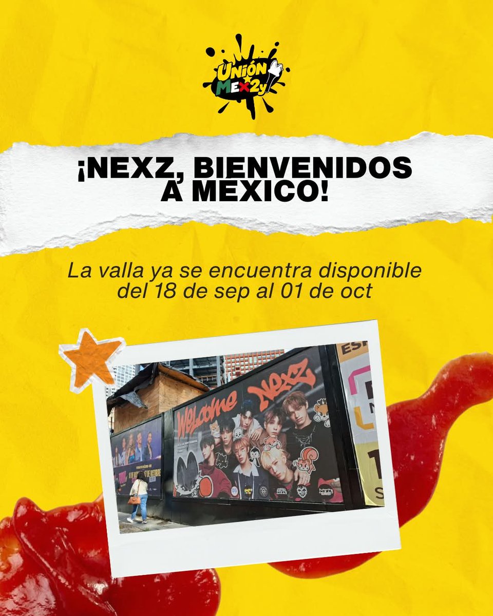 unionmex2y's tweet photo. 💛✨¡LA VALLA YA ESTÁ COLOCADA!✨❤️
Ahora puedes visitarla y tomarte muchas fotitos📸❣️
📅 18 de septiembre al 01 de octubre
Disfrútala mucho🫶🏻✨ compartenos tu emoción y tu visita, etiquetanos y no olvides dejar un mensajito para NEXZ❣️
#NEXZ #NEX2Y #MEX2Y #NEXZenMexico https://t.co/DWchgv2W2v
