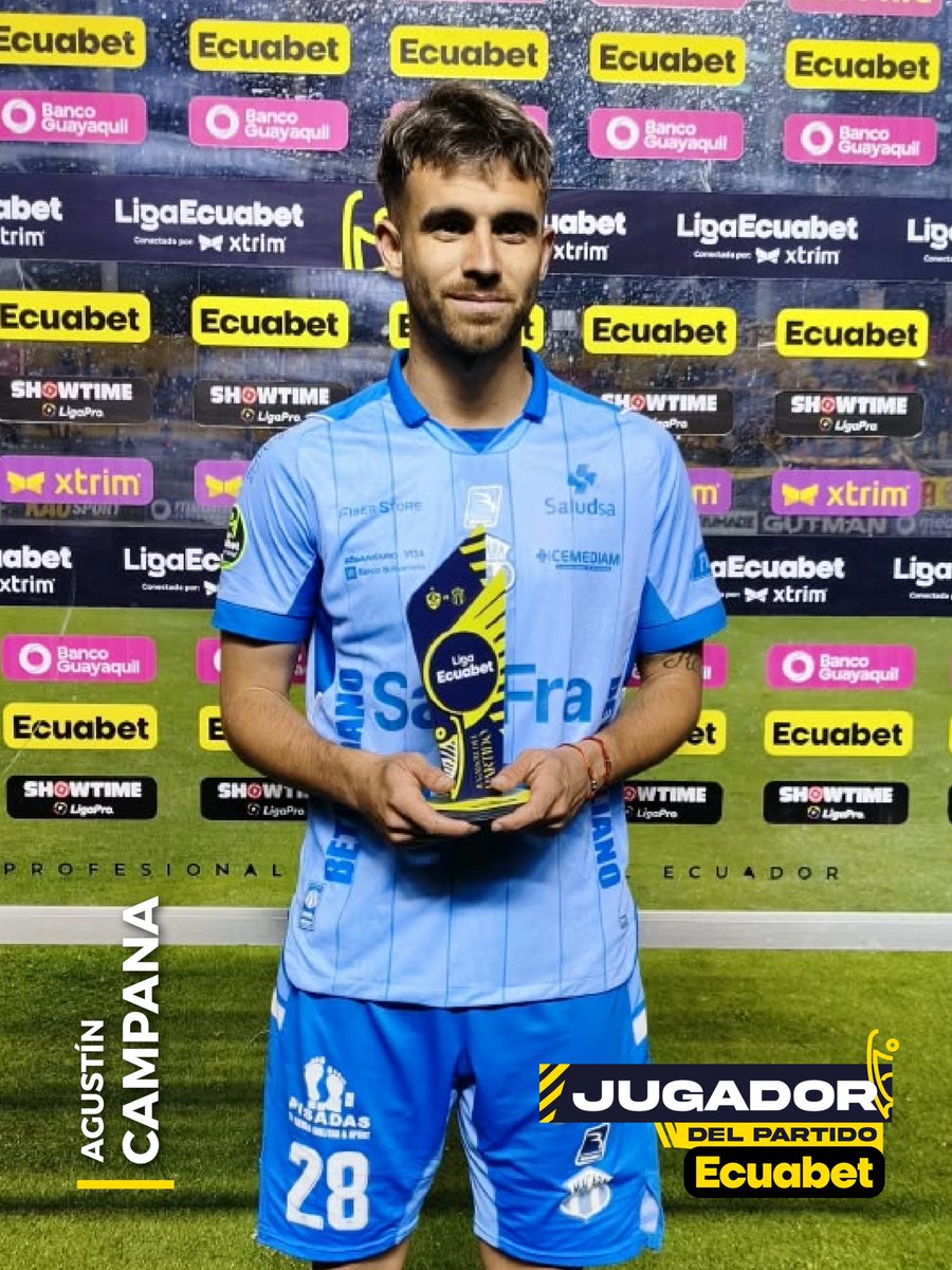 LigaEcuabetec's tweet photo. 📍Agustín Campana de @Macara_Oficial es el jugador del partido @EcuabetOficial ☝️⚽️

¿Cuántos likes para este crack? 🙌🏽

#LigaEcuabetConectadaPorXtrim #JugadorDelPartidoEcuabet 🇪🇨💯 https://t.co/wiwWlmYHeK